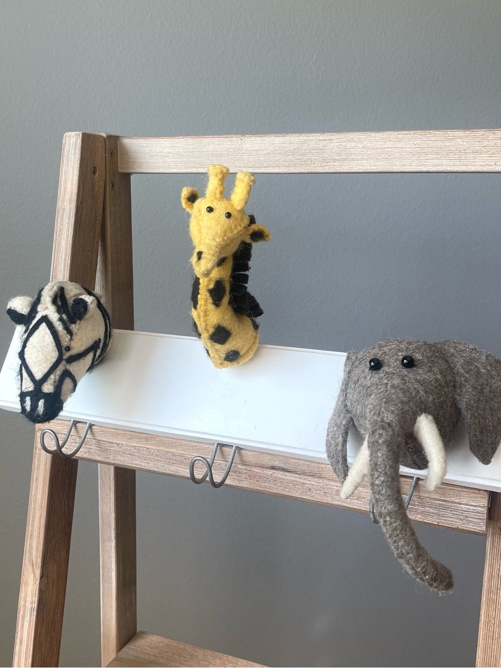 Fiona Walker England Safari Animal Head Wall Hooks- Nursery Decor Handmade Boho